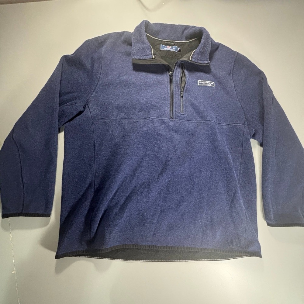 Vineyard Vines Pullover XL Mens Blue‎ 1/4 Zip Fleece Long Sleeve Preppy Casual - Picture 2 of 11